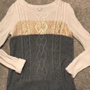 Gap sweater with gold metallic band